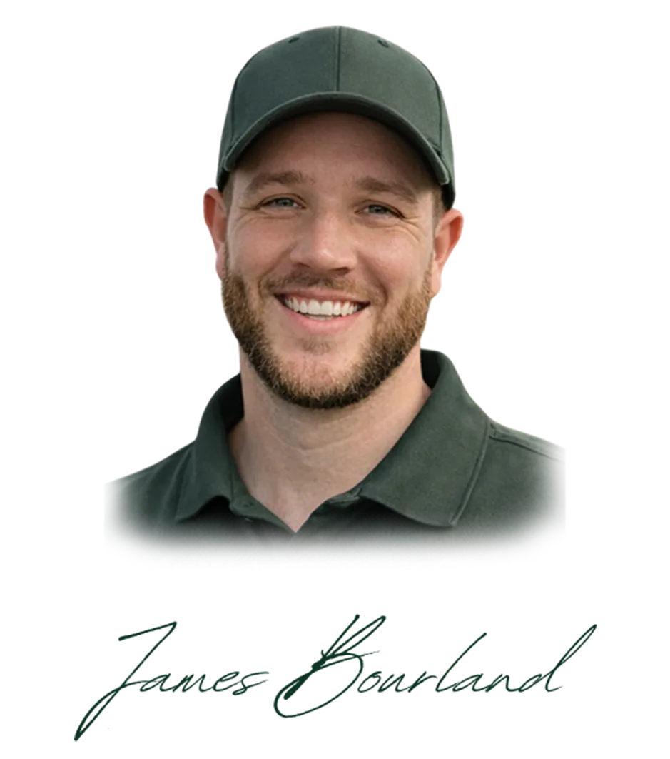 James Bourland portrait and signature
